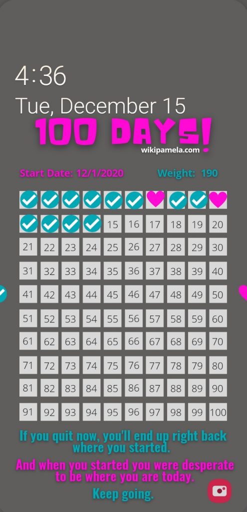 100 Days Chart Lock Screen